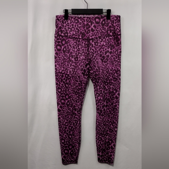 Fabletics Leopard High-Waisted Pureluxe Mesh Leggings Women's L Purple Retro - Picture 2 of 6